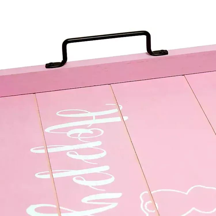 Easter Decorations>Kirklands Home Hoppy Easter Wood Tray Pink