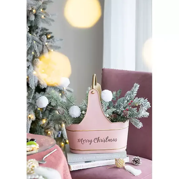 Christmas Decorations>Kirklands Home Iron Merry Christmas Baskets, Set of 2 Pink