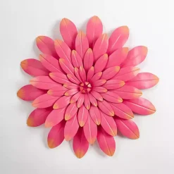 Kirklands Home Metal Flower Outdoor Wall Plaque Pink Clearance