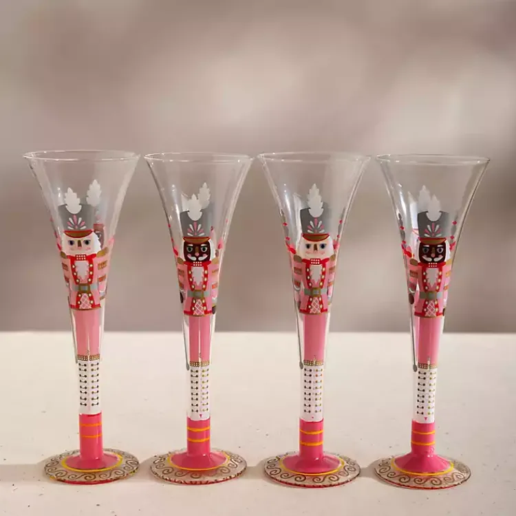 Kirklands Home Nutcracker Flute Glasses, Set of 4 Pink Online