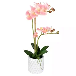Arrangements & Greenery>Kirklands Home Pink Orchid Real Touch Arrangement in Ceramic Pot