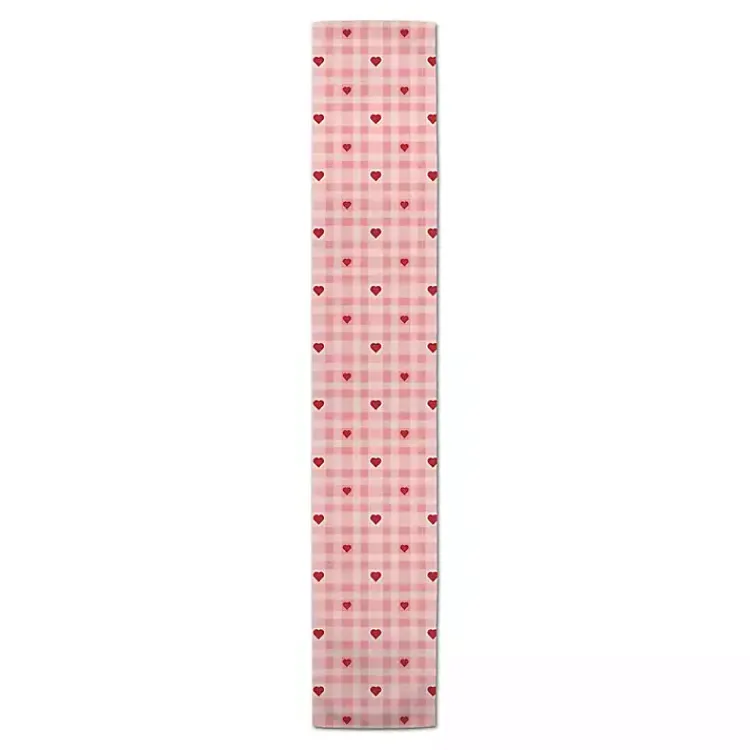 Kirklands Home Pink Plaid Hearts Table Runner, 72 in. Hot