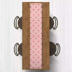 Kirklands Home Pink Plaid Hearts Table Runner, 90 in. New