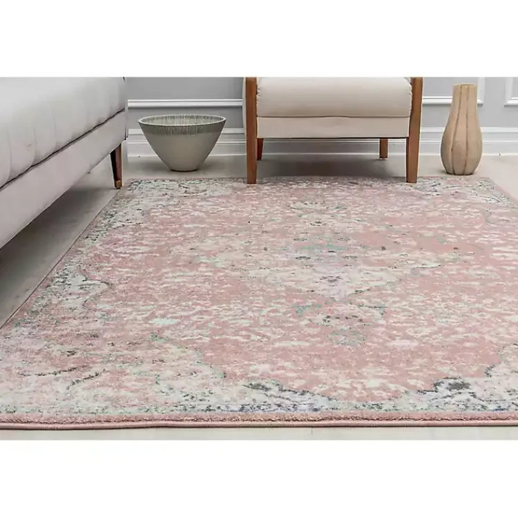 Kirklands Home Pink Rose Medallion Area Rug, 5x7