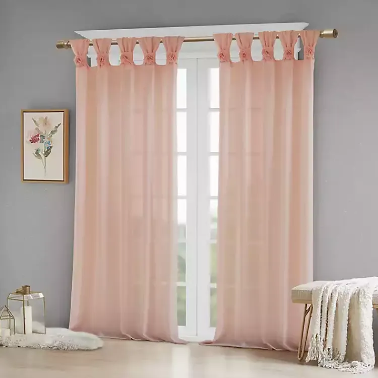 Kirklands Home Rosette Tab Top Curtain Panel, 95 in. Pink Discount