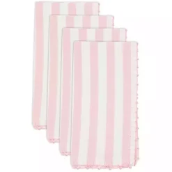 Kirklands Home Pink Striped Whipstich Napkins, Set of 4 Outlet