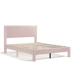 Kirklands Home Upholstered Dalia Queen Platform Bed Pink Best