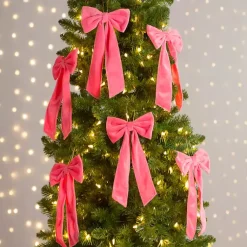Christmas Ornaments>Kirklands Home Velvet Bow 6-pc. Ornament Set, 12 in. Pink