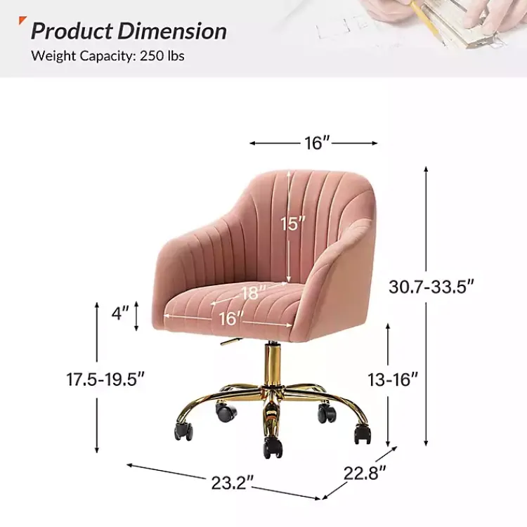 Kirklands Home Velvet Swivel Jacyln Office Chair Pink Clearance