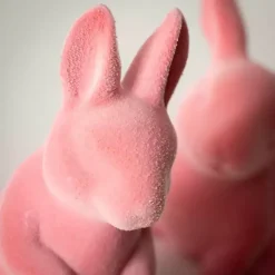 Easter Decorations>Kirklands Home Velveteen Ceramic Bunnies, Set of 2 Pink
