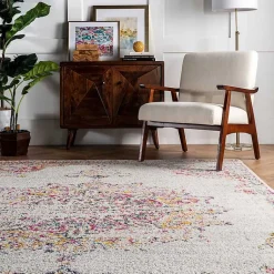 Kirklands Home Pink Vintage Medallion Area Rug, 10x14