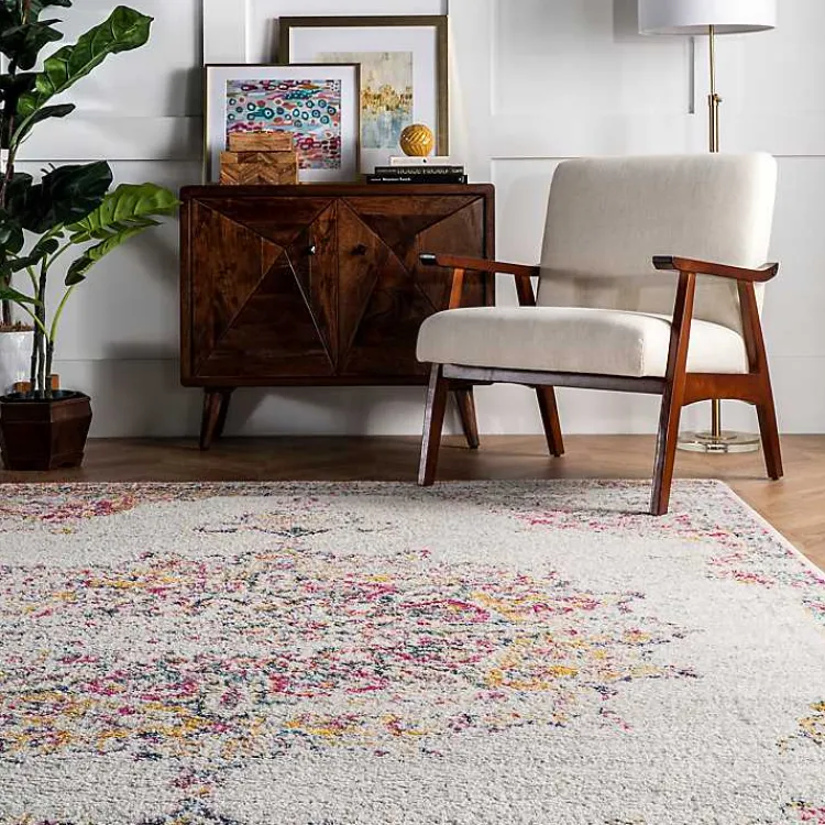 Kirklands Home Pink Vintage Medallion Area Rug, 10x14