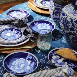 Kirklands Home Pip Vintage Blue Floral Appetizer Plates, Set of 4 New