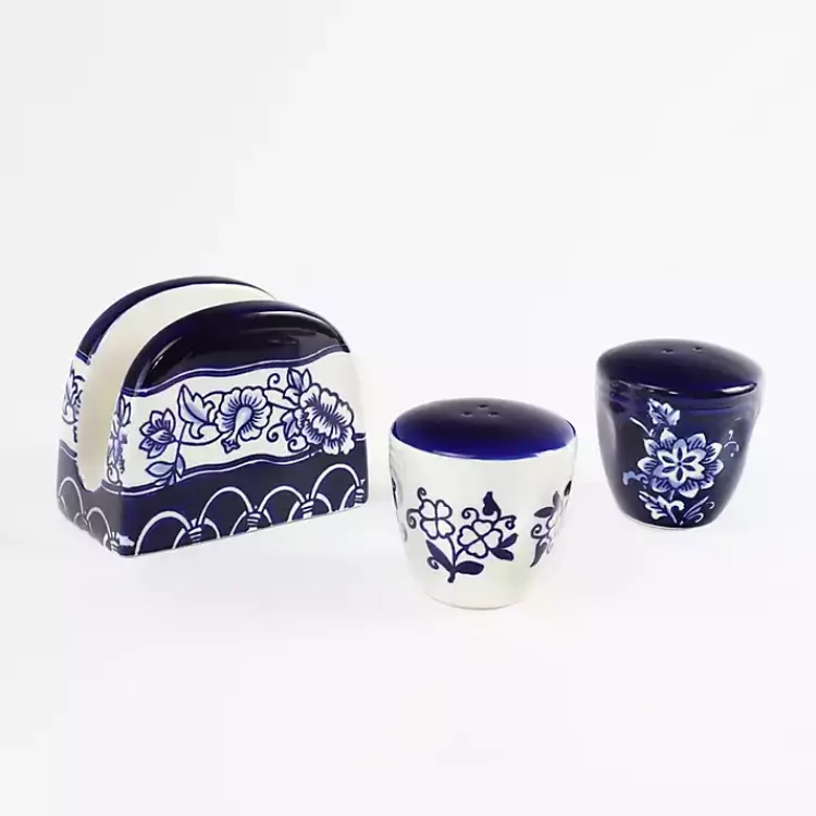 Kirklands Home Pip Vintage Blue Floral 3-pc. Shaker & Napkin Set Best