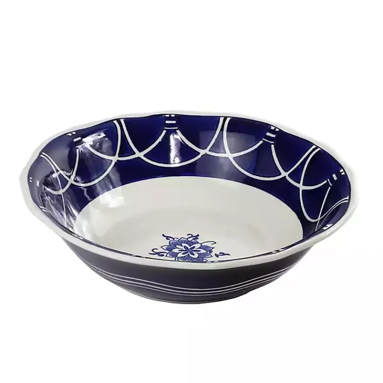 Kirklands Home Pip Vintage Blue Floral Serving Bowl Outlet