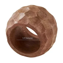 Kirklands Home Pitted Chunky Mango Wood 4-pc. Napkin Ring Set Brown Clearance