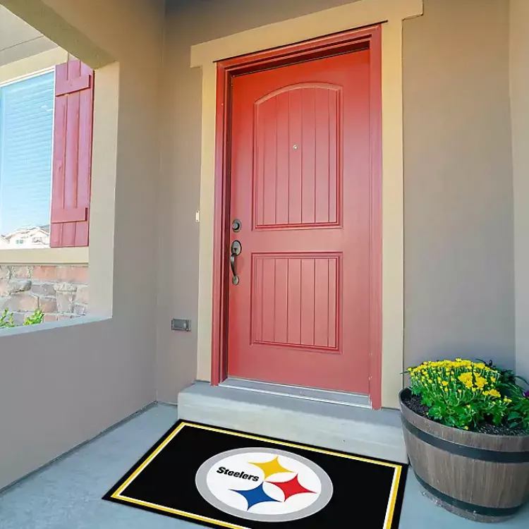 Kirklands Home Pittsburgh Steelers Area Rug, 3x4 Black Hot