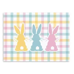 Easter Decorations>Kirklands Home Plaid Bunny Trio Canvas Art Print