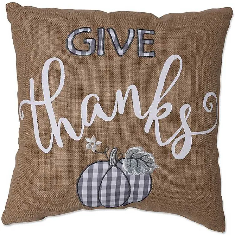 Fall>Kirklands Home Plaid Give Thanks Pillow