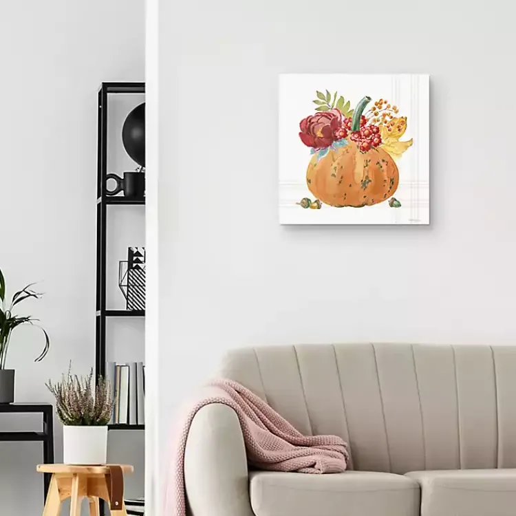 Fall>Kirklands Home Plaid Pumpkin Florals Canvas Art Print