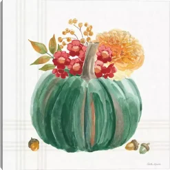 Fall>Kirklands Home Plaid Pumpkin Harvest Canvas Art Print