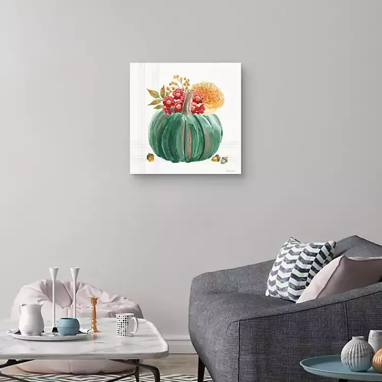 Fall>Kirklands Home Plaid Pumpkin Harvest Canvas Art Print