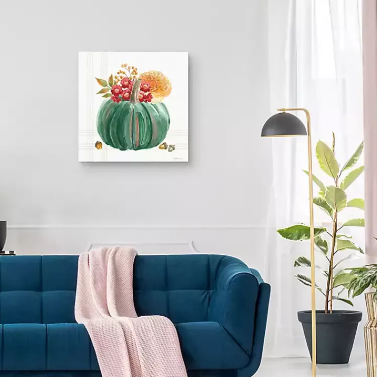 Fall>Kirklands Home Plaid Pumpkin Harvest Canvas Art Print