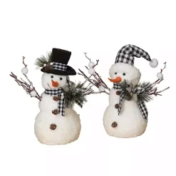 Christmas Decorations>Kirklands Home Plaid Scarf Snowman Statues, Set of 2