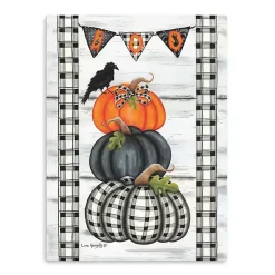 Halloween>Kirklands Home Plaid Stacked Pumpkins Canvas Art Print, 18x24