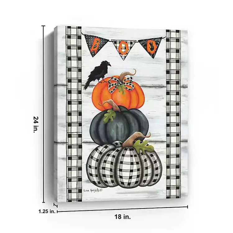 Halloween>Kirklands Home Plaid Stacked Pumpkins Canvas Art Print, 18x24