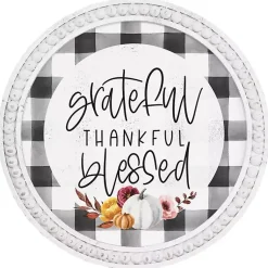Fall>Kirklands Home Plaid Thankful Round Framed Wall Plaque