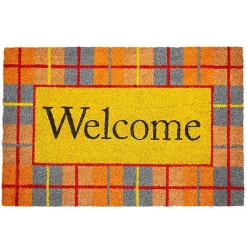 Kirklands Home Plaid Welcome Fall Coir Doormat Sale