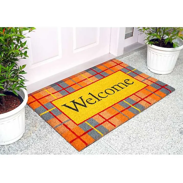 Kirklands Home Plaid Welcome Fall Coir Doormat Sale
