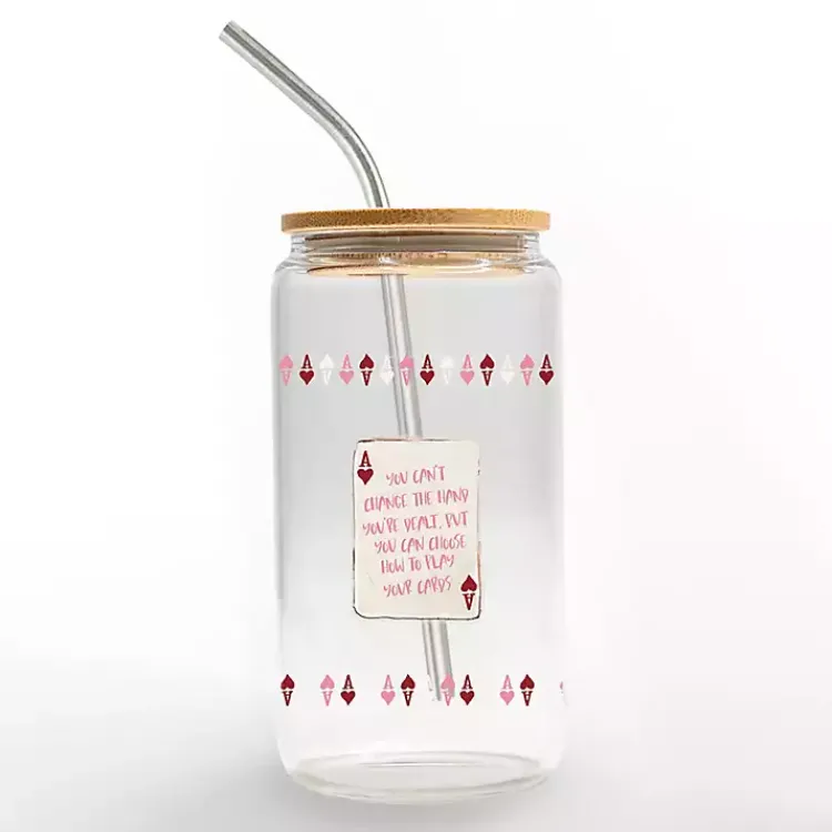 Kirklands Home Play Your Cards Glass Tumber Pink Sale