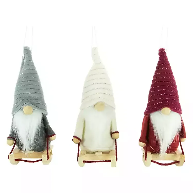 Christmas Decorations>Kirklands Home Plush Sledding Gnomes, Set of 3