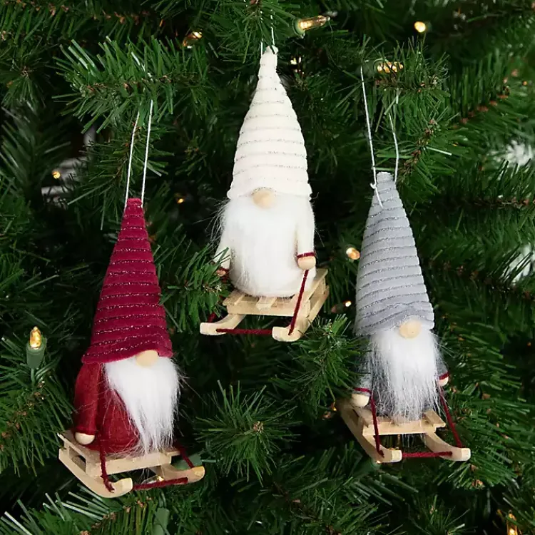 Christmas Decorations>Kirklands Home Plush Sledding Gnomes, Set of 3
