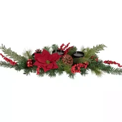 Christmas Centerpieces>Kirklands Home Poinsettias and Ornaments Candle Centerpiece