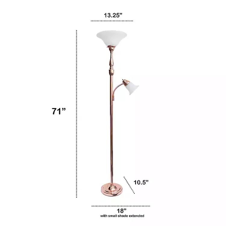 Kirklands Home Polished Rose Gold and White Reading Arm Torchiere Pink Sale