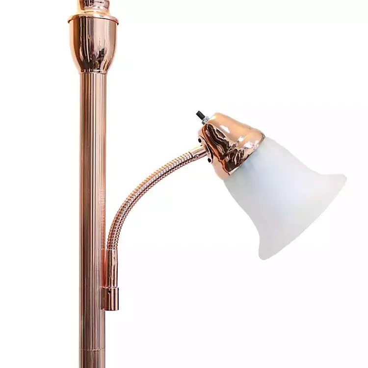 Kirklands Home Polished Rose Gold and White Reading Arm Torchiere Pink Sale