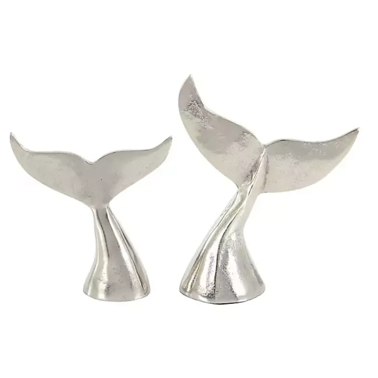 Statues & Figurines>Kirklands Home Polished Whale Fin 2-pc. Figurine Set Silver