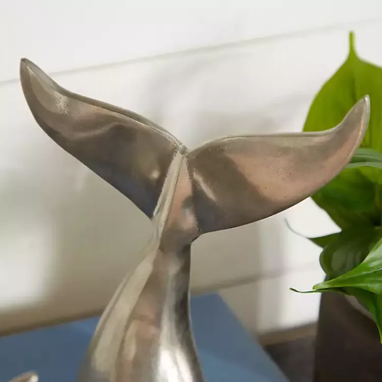 Statues & Figurines>Kirklands Home Polished Whale Fin 2-pc. Figurine Set Silver