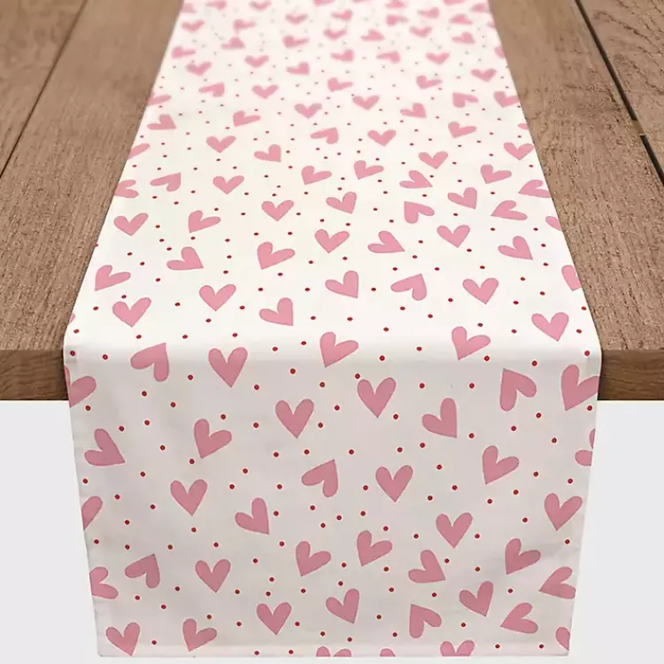 Kirklands Home Polka Dot Hearts Table Runner, 72 in. New
