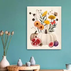 Fall>Kirklands Home Pomegranate Harvest Canvas Wall Plaque