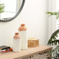 Vases>Kirklands Home Porcelain and Terracotta Textured Vases, Set of 2