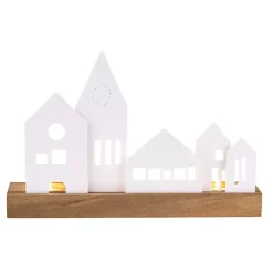 Candle Holders>Kirklands Home Porcelain and Wood City Tealight Candle Holder
