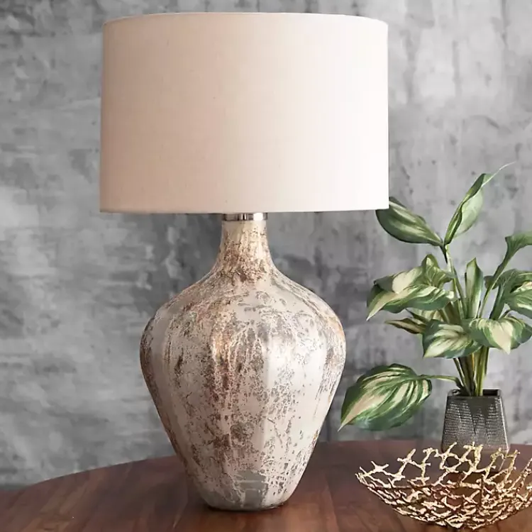Kirklands Home Porcini Mottled Glass Table Lamp Tan Hot