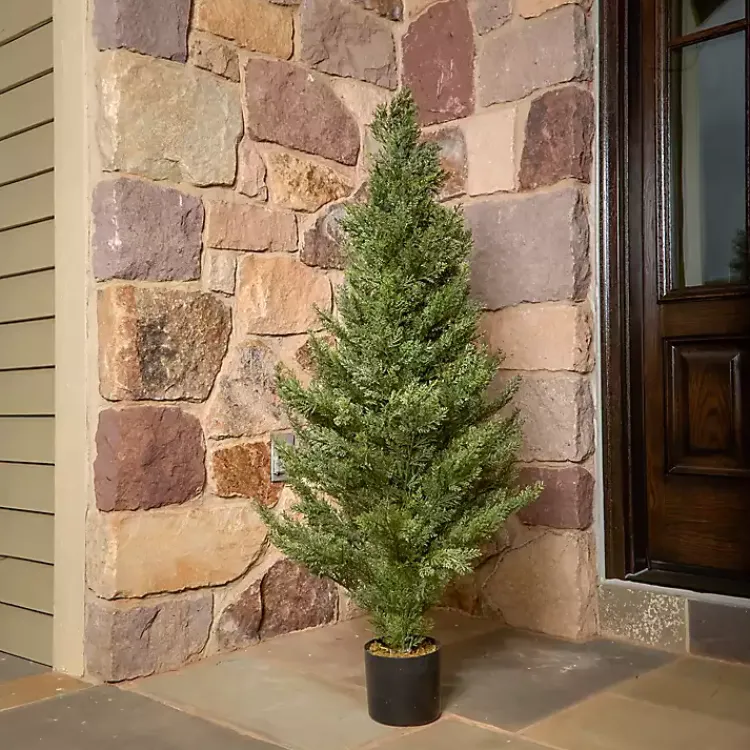 Christmas Arrangements & Garland>Kirklands Home Potted Arborvitae Christmas Tree Green