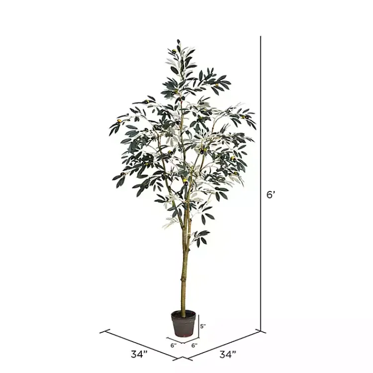 Trees & Topiaries>Kirklands Home Potted Olive Branch Tree, 6 ft.