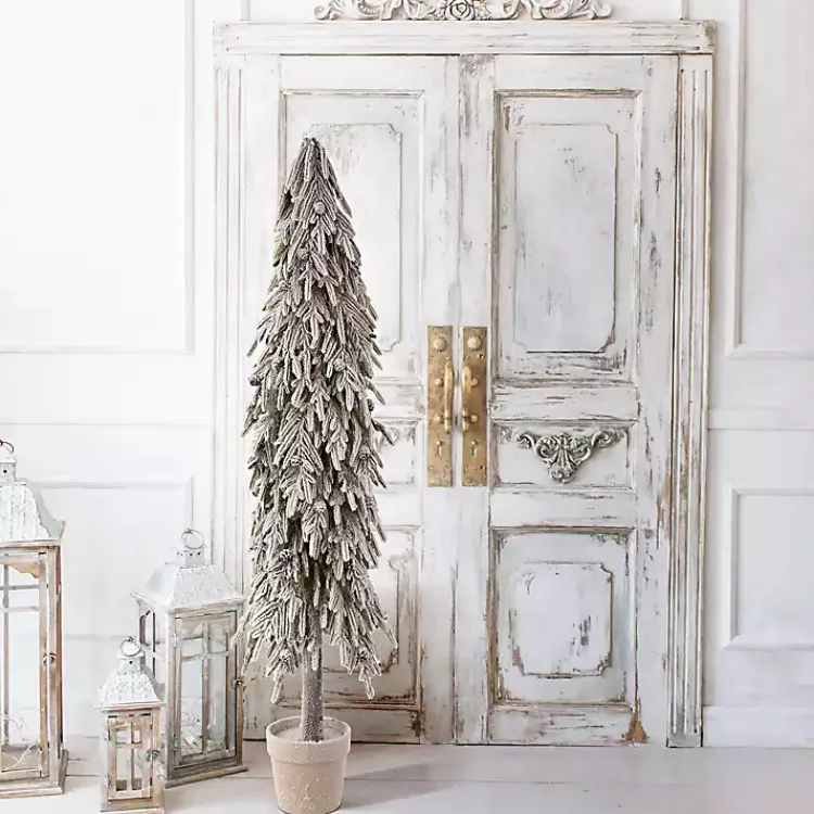 Christmas Arrangements & Garland>Kirklands Home Potted Soft Touch Snowy Norfolk Pine Tree, 60 in.