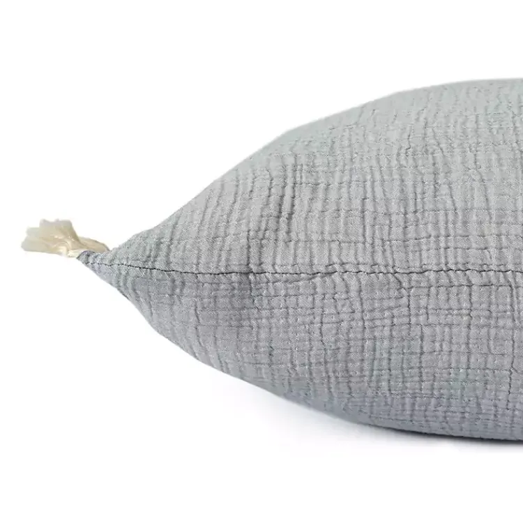 Pillows>Kirklands Home Powder Gauze Organic Fringe Throw Pillow Blue